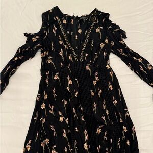 Topshop mini dress black floral metal